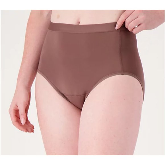 Breezies Sunbeige/Black Leak Proof Set of 2 High Cut Briefs Size Medium - Picture 2 of 6